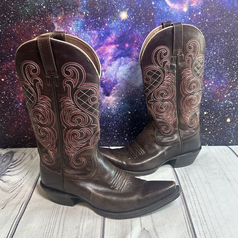 Ariat “Bright Light” Western Snip‎ Toe Boots 10011920 Mahogany Leather Sz 8.5